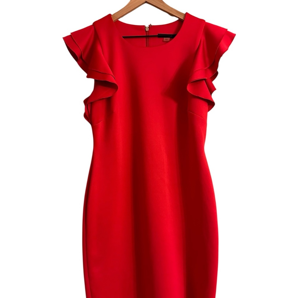 Tommy Hilfiger Women's Red Ruffle Sleeve Dress